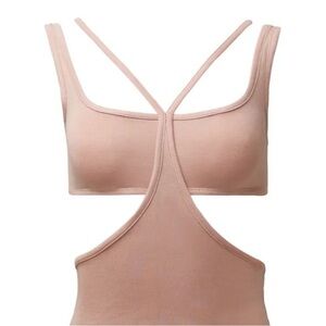 We Wore What NWT CUT OUT RAYON JERSEY TANK in Tan/ Beige Sz XL